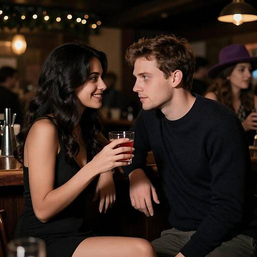 Intimate Bar Scene with Captivating Characters