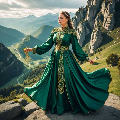 Elegant Curvy Woman in Fantasy Attire