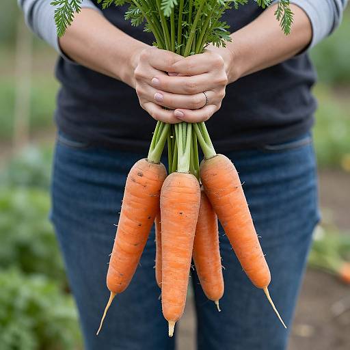 Woman Holding Fresh Carrots Close-Up