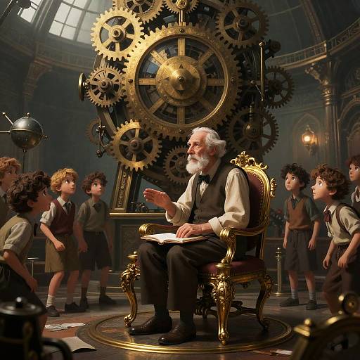 Elder Clockmaker Teaching Automaton Apprentices