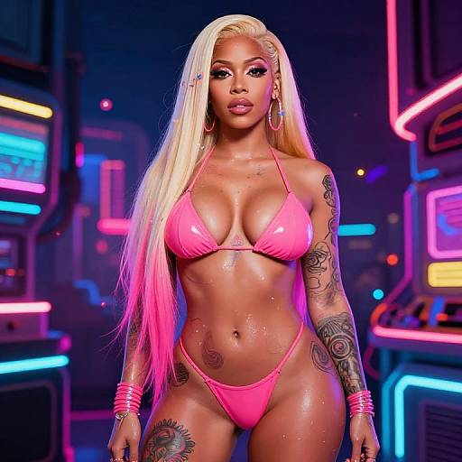 Surreal Neon Cyberpunk Nicki Minaj Art