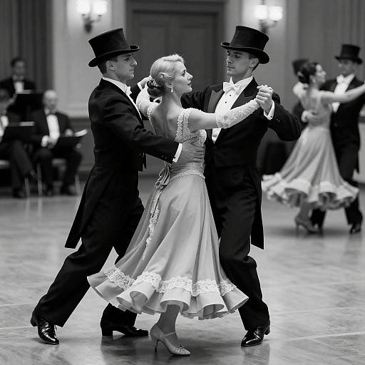 Elegant Ballroom Dance in Monochrome