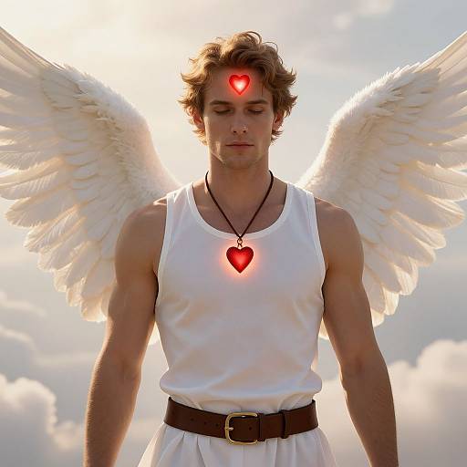 Serene Male Angel with Radiant Heart