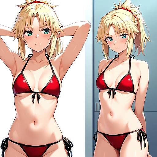 Illustration of Mordred (swimsuit rider) (fate), fate (series) in the style of Oyaji-sou