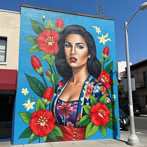 Vibrant Woman Mural in Chinatown