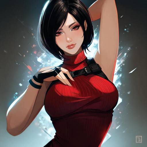 Illustration of Ada wong, resident evil in the style of Z.i
