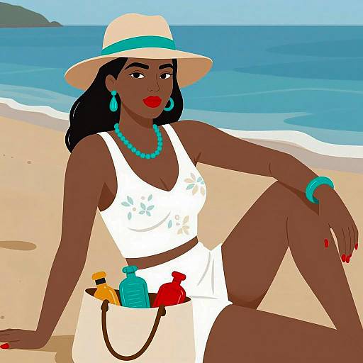 Beachside Elegance with Vibrant Accessories