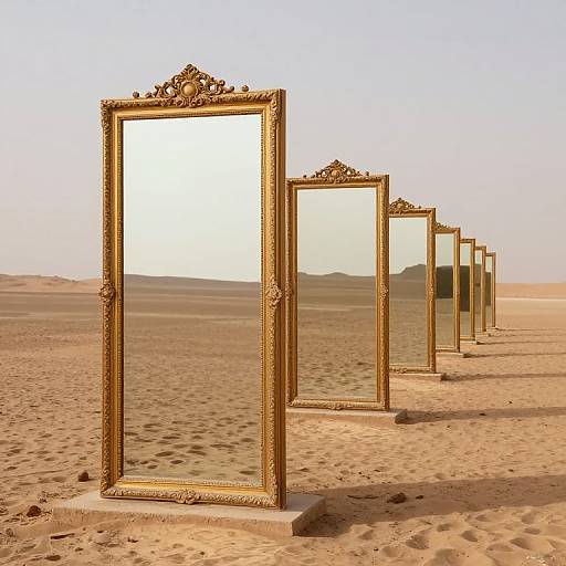 Endless Mirrors in Desert Landscape