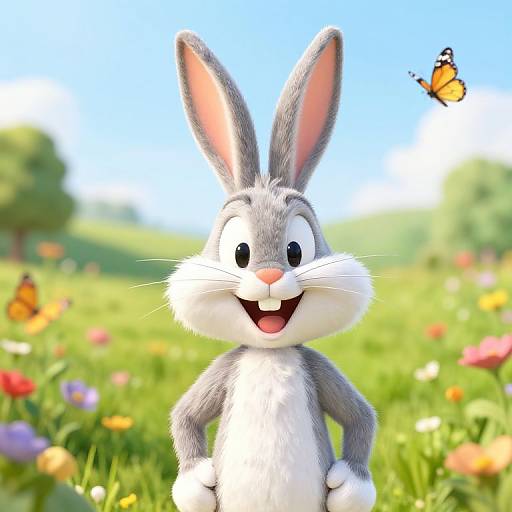 Lifelike Bugs Bunny in Meadow