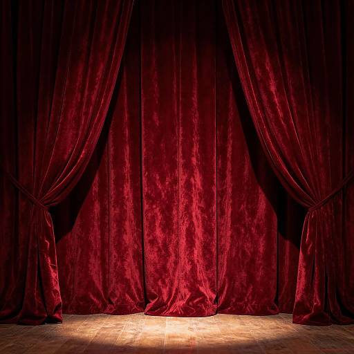 Theatrical Stage with Velvet Curtains