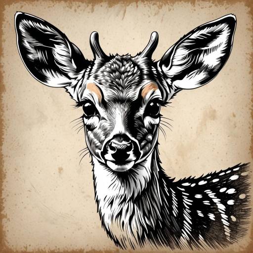 Majestic Baby Deer Monochrome Portrait