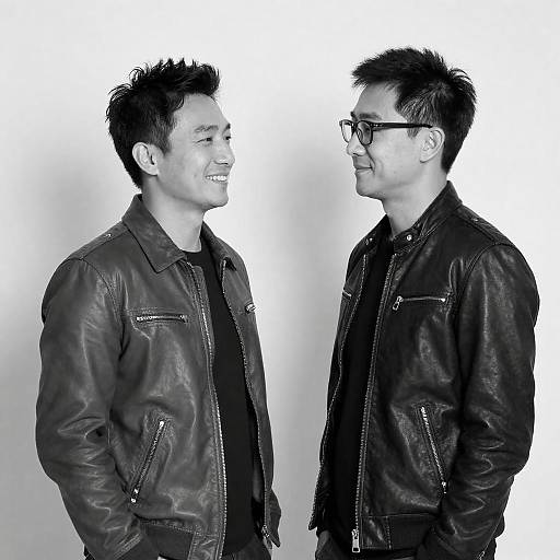 Twin Smiles in Leather Jackets