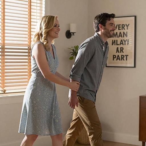 Joyful Indoor Scene with Couple Smiling