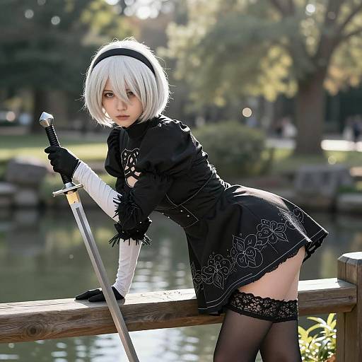 Dramatic Cosplayer by Sunlit Pond