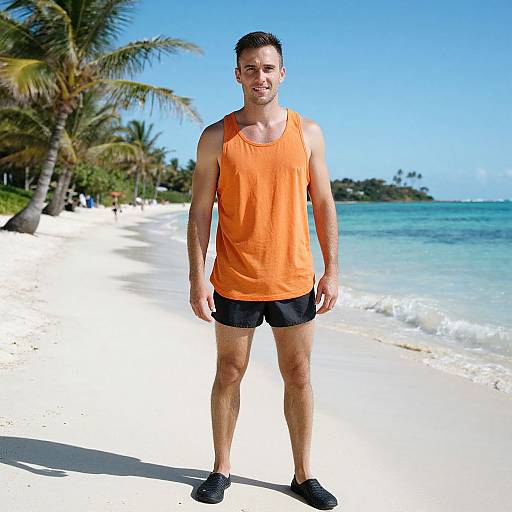 Athletic Man by Tropical Lagoon