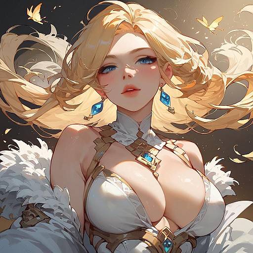 Fantasy Blonde Woman with Blue Jewelry