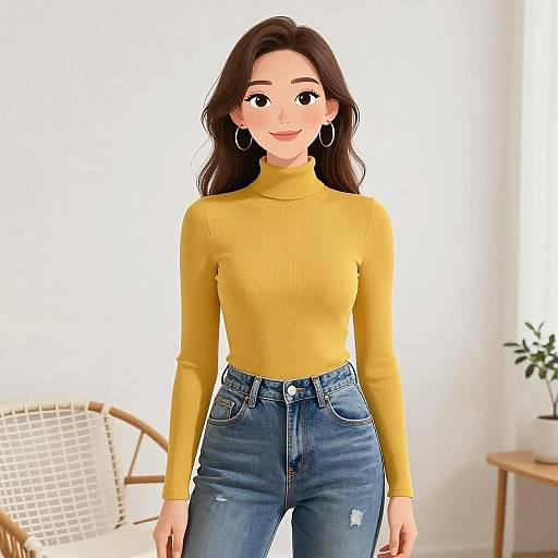 Smiling Woman in Casual Chic Outfit