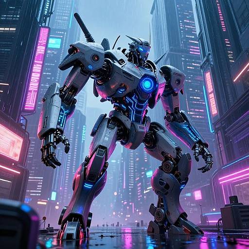 Voracious Cyberpunk Robot Scavenging Energy