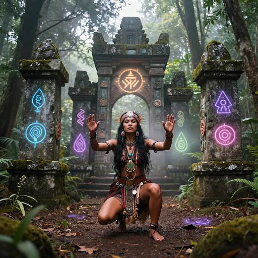 Mystical Native Shaman Ritual Scene