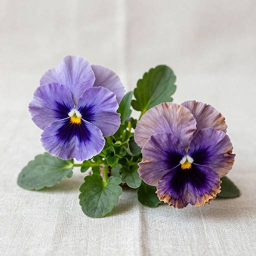 Botanical Contrast: Fresh and Wilted Pansies