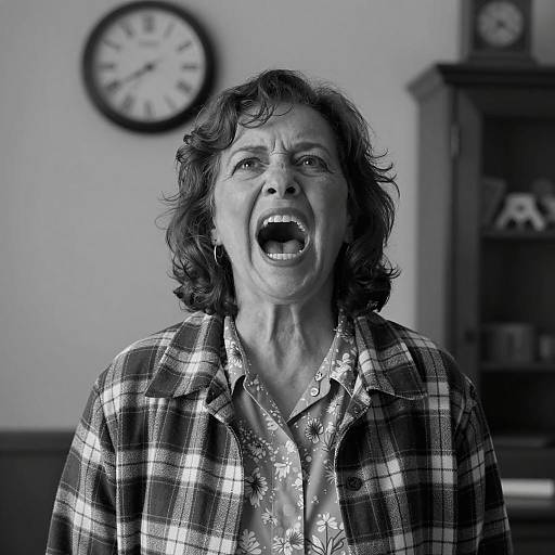 Screaming Woman in Vintage Black and White