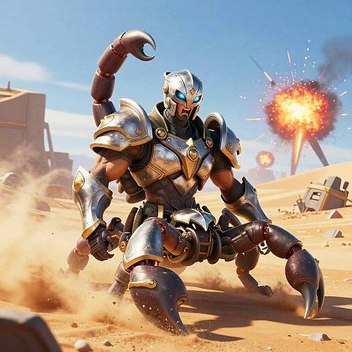 Heroic Scorpion Warrior in Desert