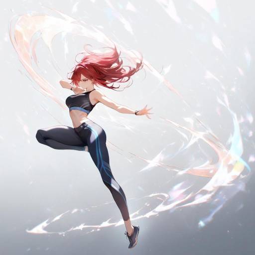 Dynamic Pose of Athletic Redhead Dancer Dynamic Pose of Athletic Redhead Dancer
