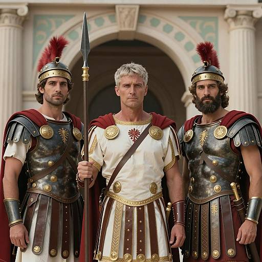 Three Men in Ancient Roman Armor