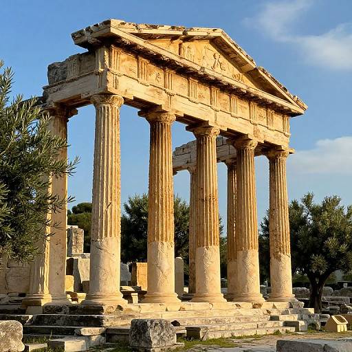 Golden Sunlit Ancient Greek Ruins