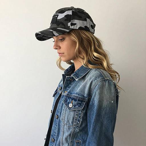 Profile of Woman in Camouflage Cap