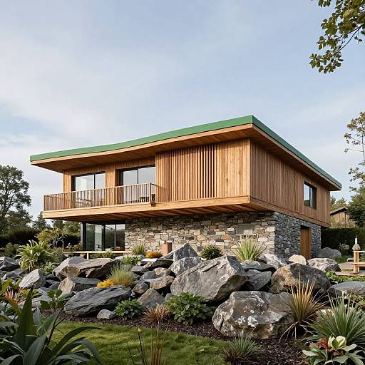 Modern House with Curved Green Roof