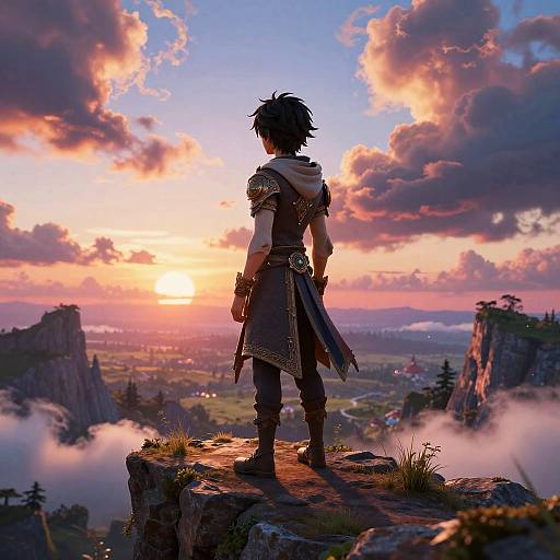 Whimsical Character on Fantasy Cliff