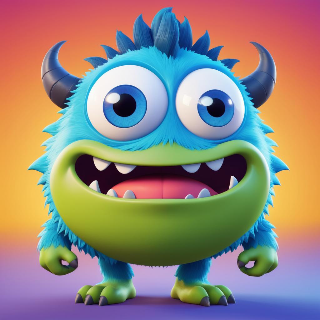 Playful Cartoon Monster in Vivid Style