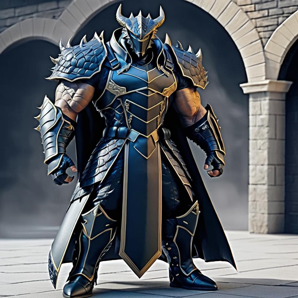 Muscular Dragon Hybrid in Armor