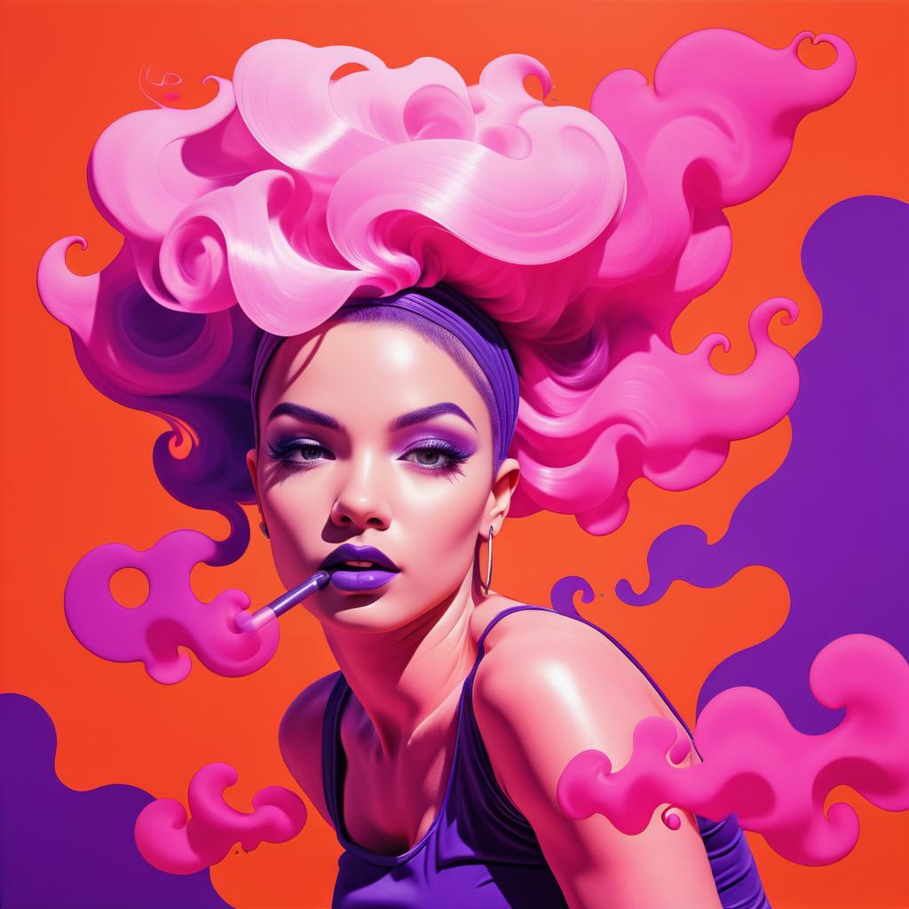 Vibrant Pop Art Dancer with Pink Smoke