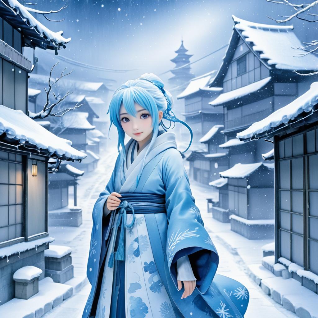 Whimsical Yuki-Onna in a Blizzard