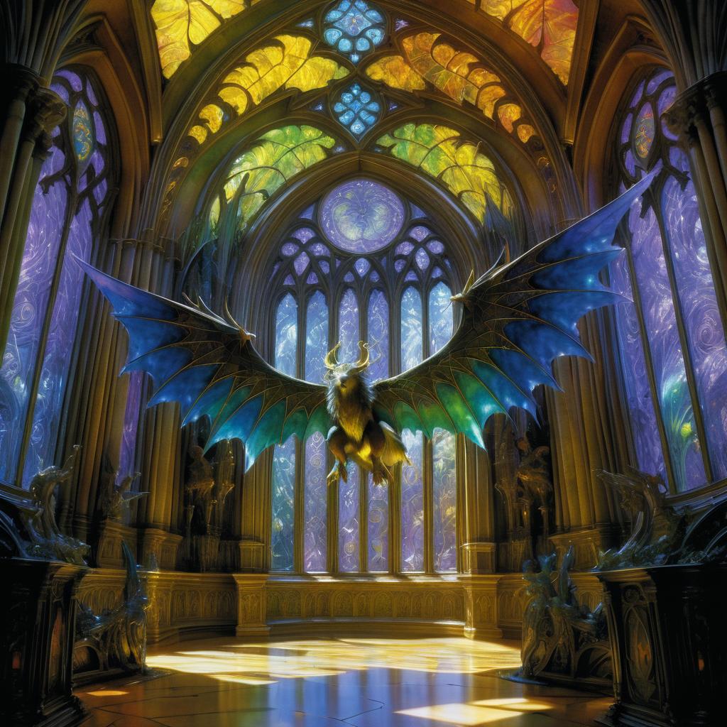 Vibrant Interior of a Winged Chimera