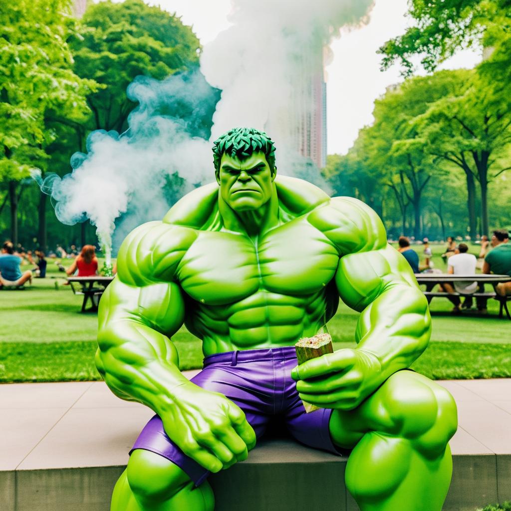 Hulk Chills in Park with Joint