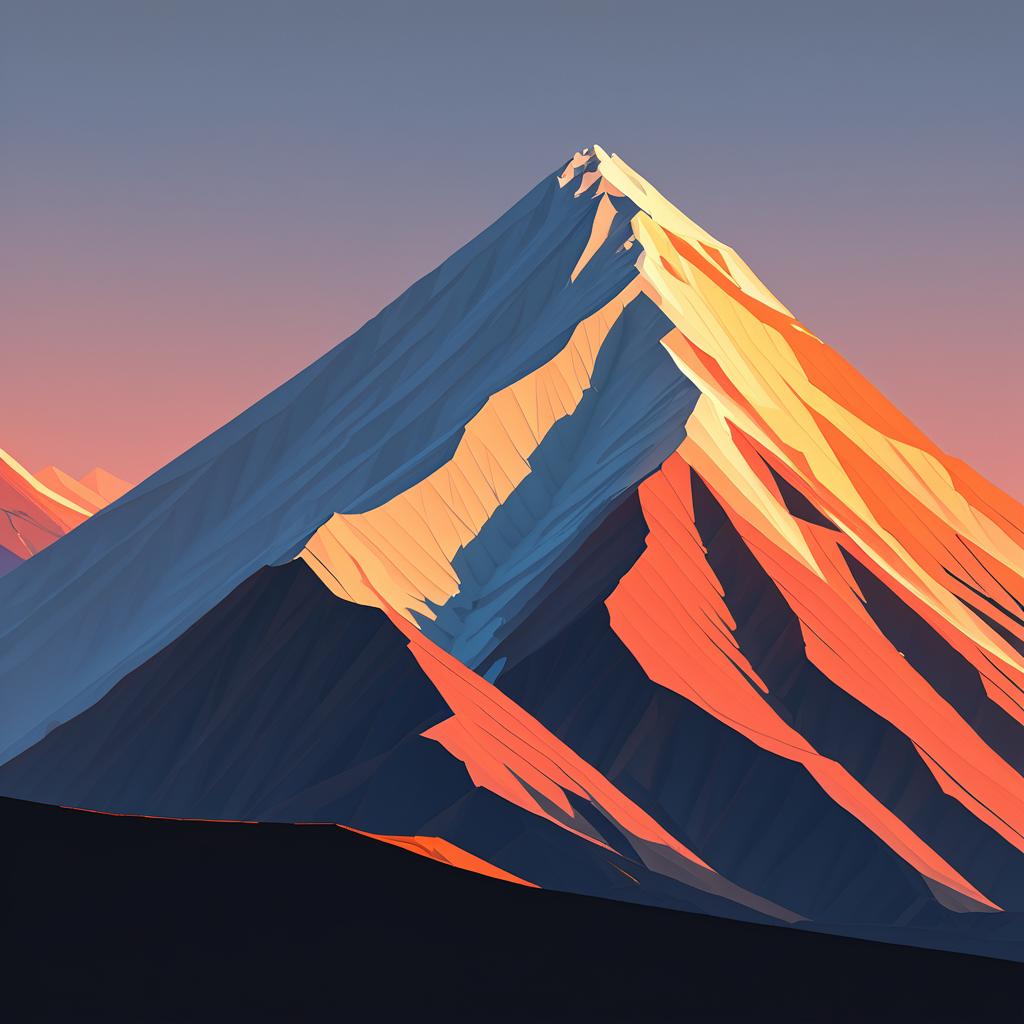 Low-Poly Volcanic Summit at Dusk