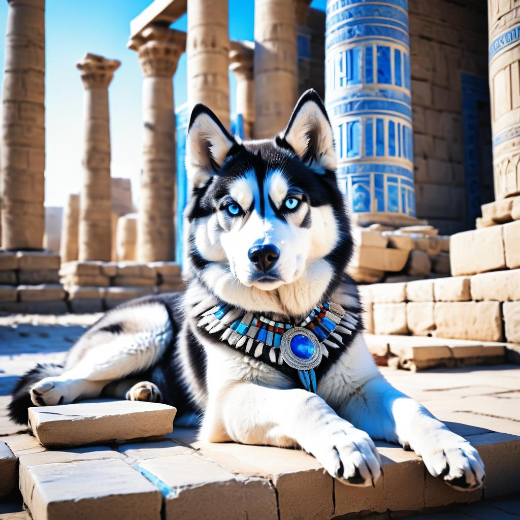 Siberian Husky at Egyptian Temple