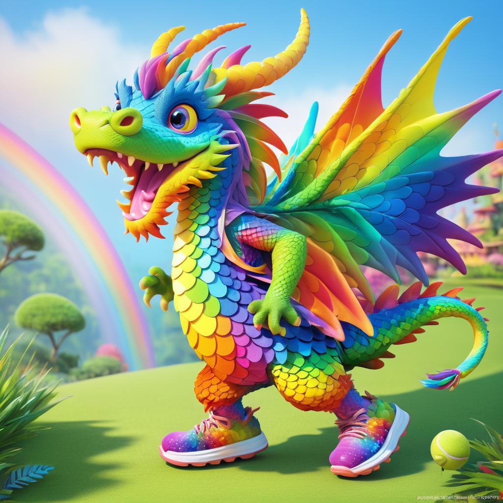 Whimsical Rainbow Dragon Character Design