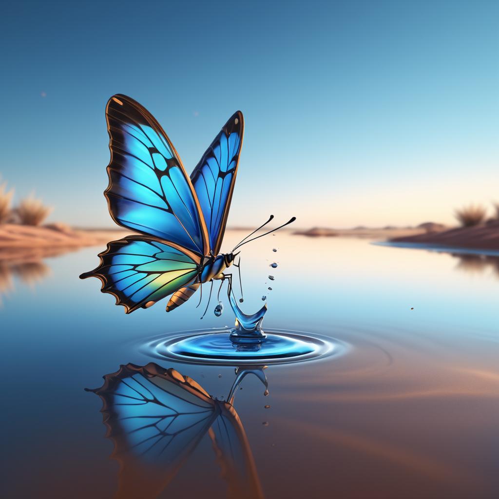 Serene Liquid Butterfly Art in 8K