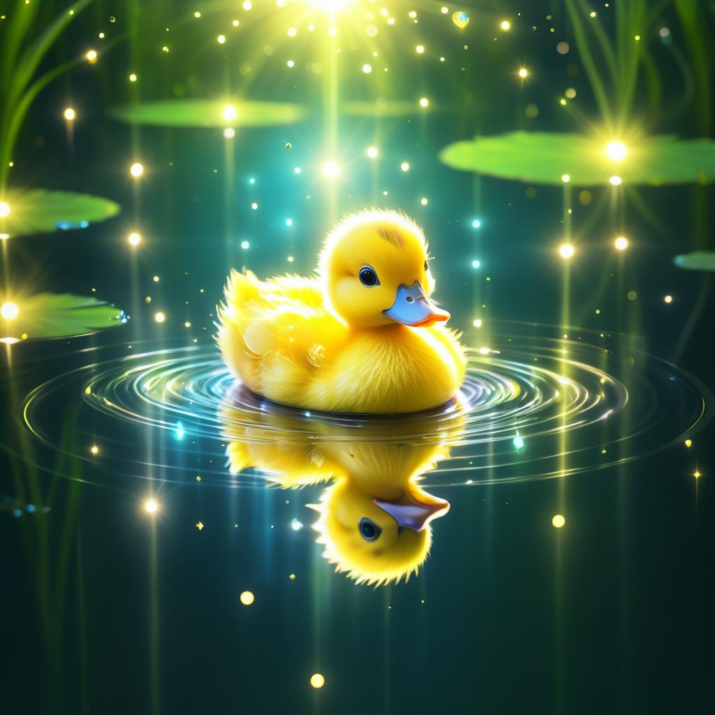 Ethereal Duckling in Tranquil Waters