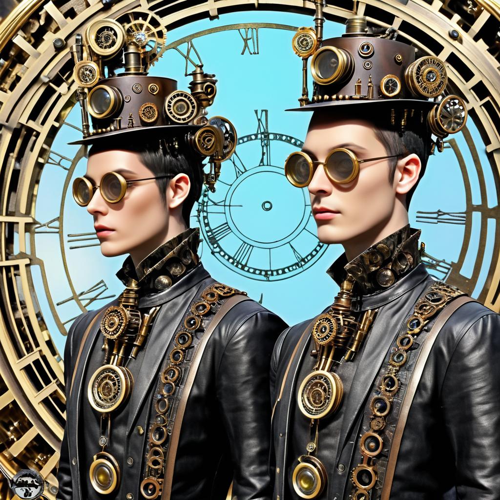 Abstract Steampunk Clockwork Beings Artwork