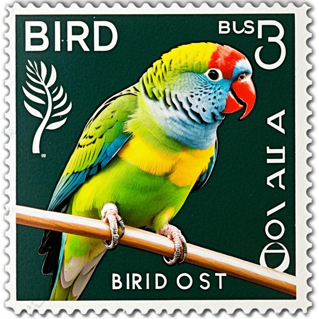 Tropical Parakeet Stamp Design