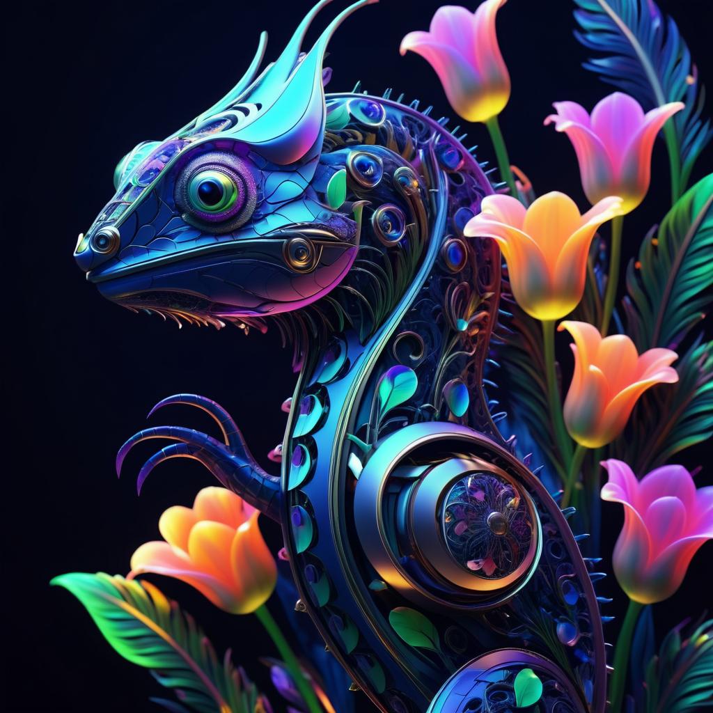 Intricate Biomechanical Chameleon Render