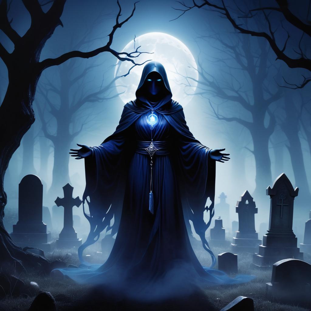 Eerie Wraith in a Haunted Graveyard