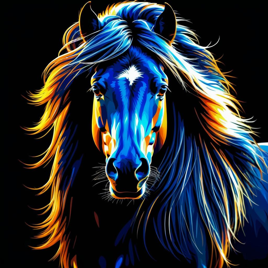 Majestic Stallion Portrait with Flowing Mane