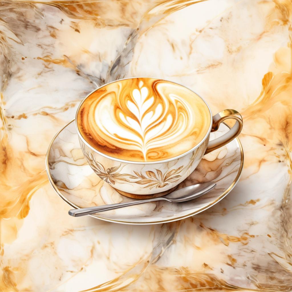 Vintage Watercolor Latte Coffee Cup