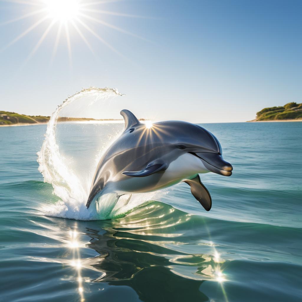 Sunlit Dolphin Leaping from the Water